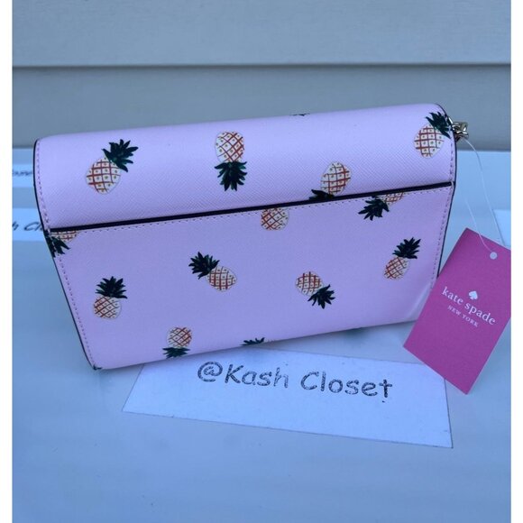 Kate Spade Staci Pineapple Printed Small Flap Crossbody  Pink Multi - Picture 2 of 9